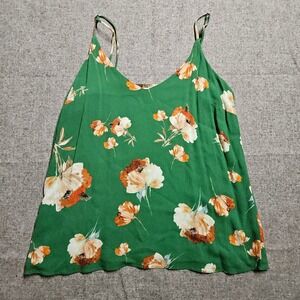 Socialite Green Floral Print Sleeveless Cami Top Summer Blouse Tank Size M‎